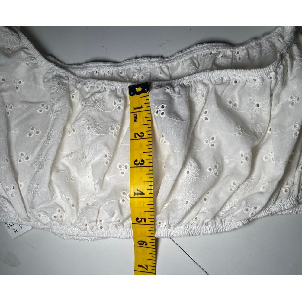 Forever 21 - White Floral Cropped Top - Puffy Sleeves - Picture 5 of 10